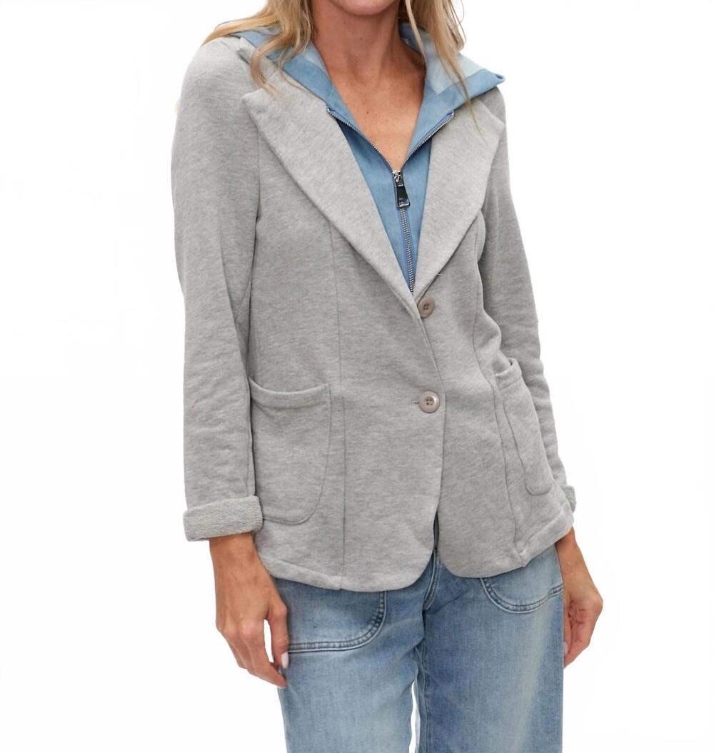 NEW SIX/FIFTY torino mixed media blazer in heather grey